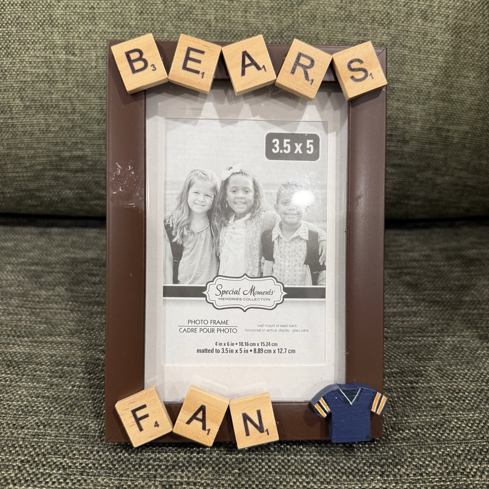 Chicago Bears Fan Uniform Picture Frame 3.5"x5" Scrabble Letters Tabletop Wall - Picture 4 of 5